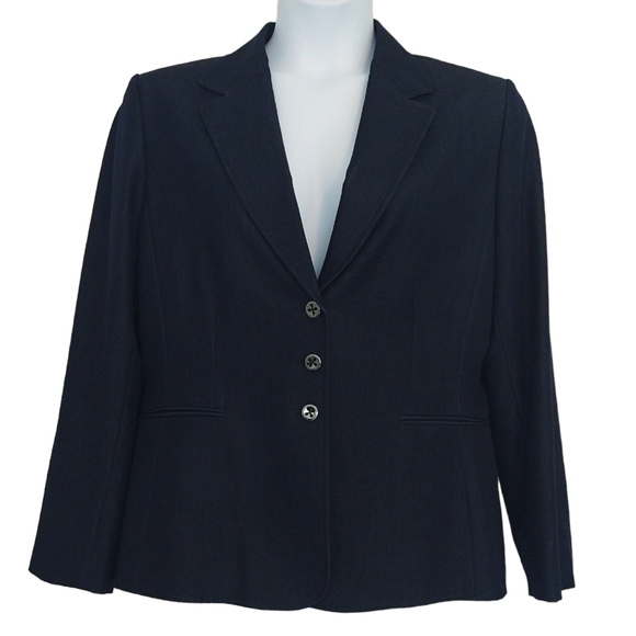 Tahari ASL Dark Blue 3 Button Blazer Pockets Classic Preppy Arthur S. Levine - Picture 1 of 10
